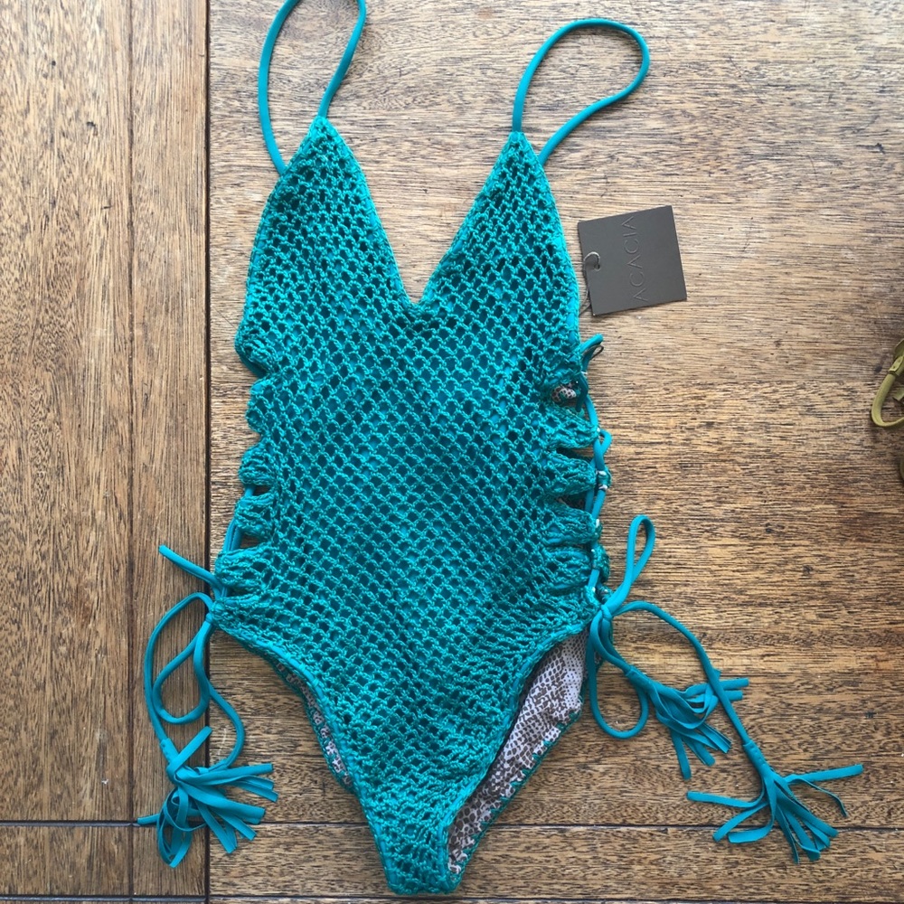 SOLD Acacia swimwear Florence one piece in peacock - Picture 4 of 6